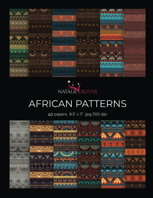 African Patterns: Scrapbooking, Design and Craft Paper, 40 sheets, 12 designs, size 8.5 "x 11", from Natalie Osliver