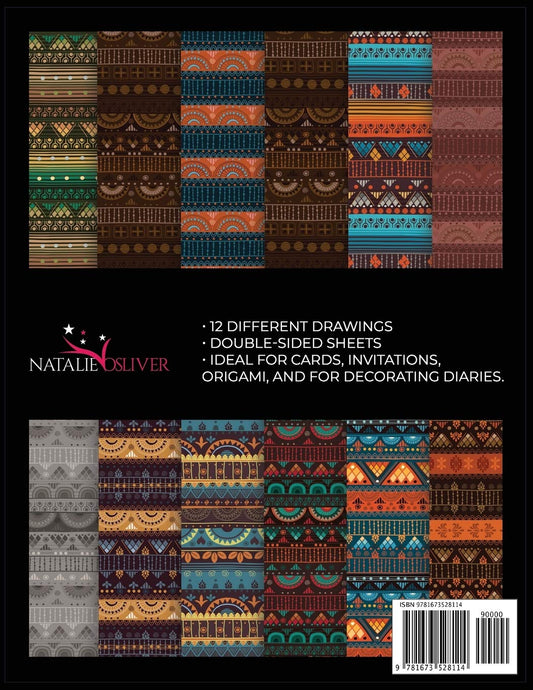 African Patterns: Scrapbooking, Design and Craft Paper, 40 sheets, 12 designs, size 8.5 "x 11", from Natalie Osliver